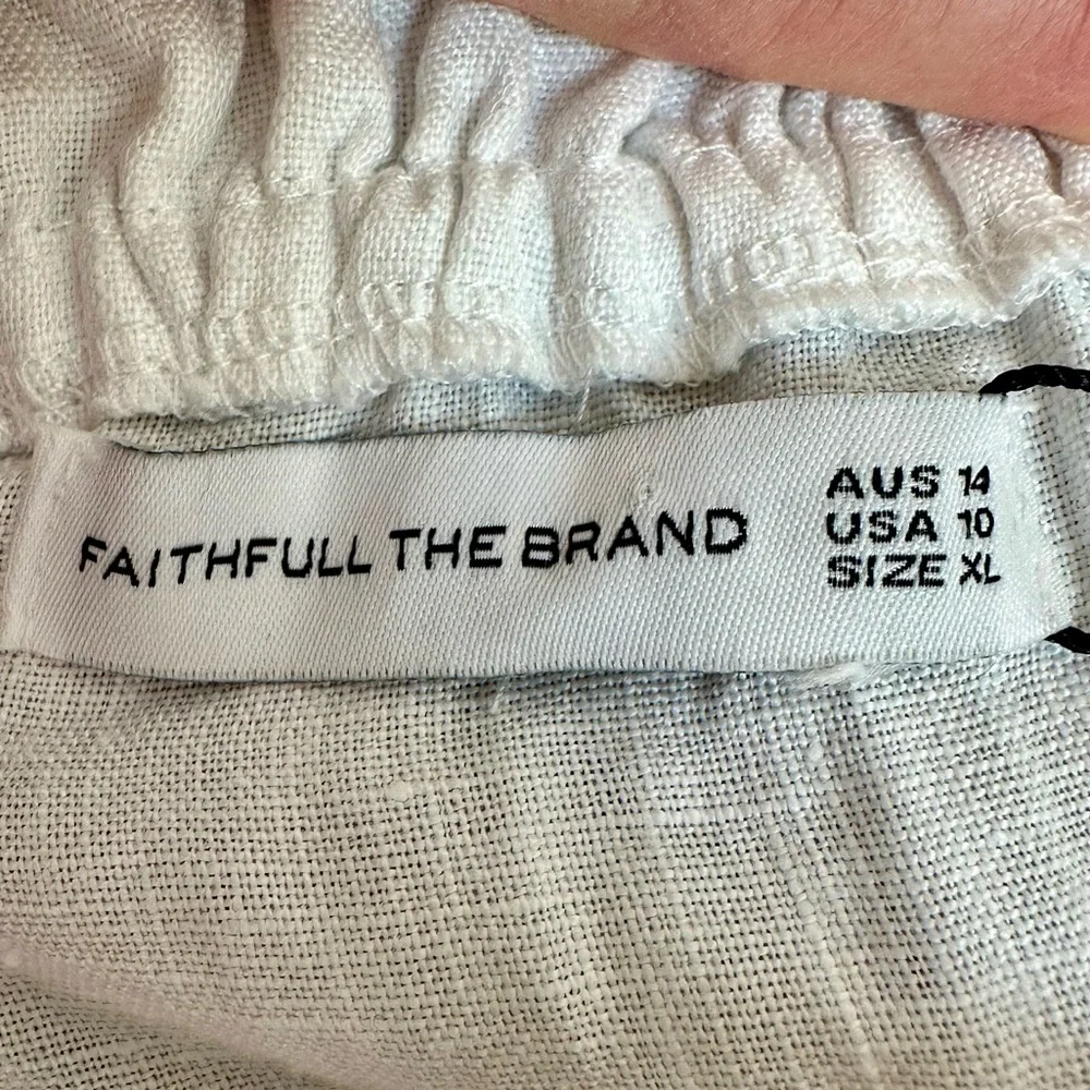 NWT Faithfull the Brand Bel Rose Puff Sleeve Linen Top White Size 10